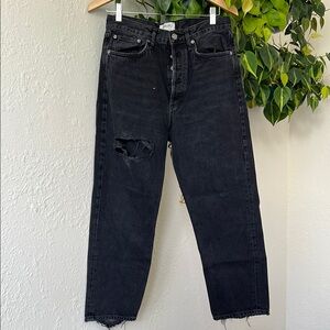 Agolde High Rise Black Distressed Jeans